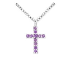 Strieborný prívesok Cross FIALOVÝ
