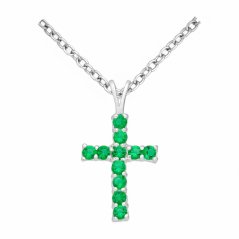 Strieborný prívesok Cross ZELENÝ