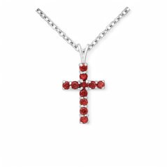Strieborný prívesok Cross ČERVENÝ