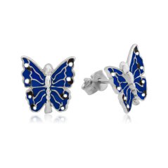 Strieborné detské náušnice Butterfly MODRÉ