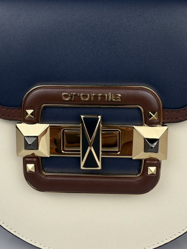 CROMIA IT JEWEL – kožená kabelka – tmavomodro-krémová