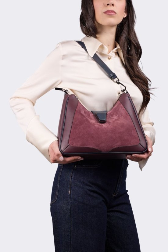 CROMIA RUMI skórzana torebka hobo – bordowa