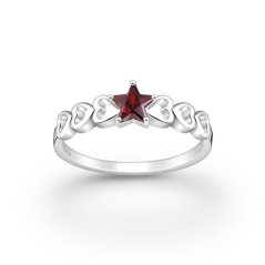 Strieborný prsteň Star ČERVENÝ
