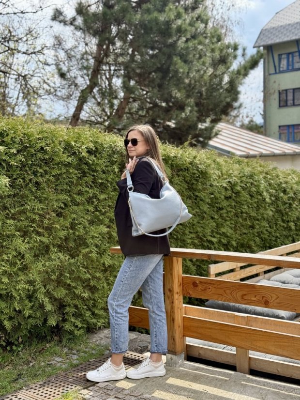 CROMIA THE BAG SUN kožená kabelka modrá