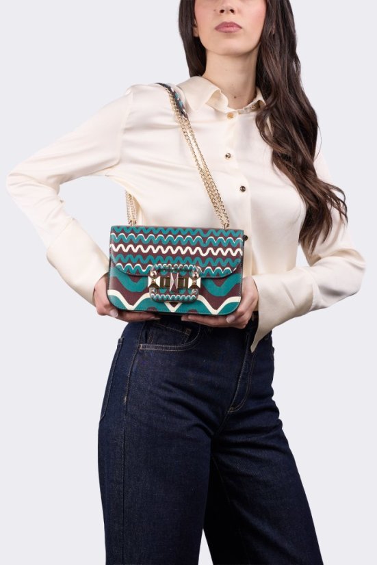 CROMIA IT MAELLE kožená crossbody kabelka gaštanová