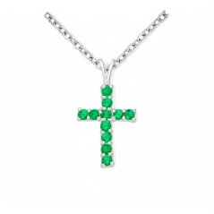 Strieborný prívesok Cross ZELENÝ