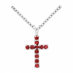 Strieborný prívesok Cross ČERVENÝ