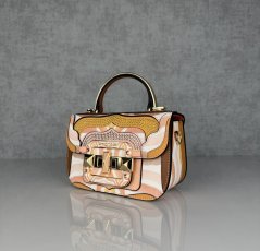 CROMIA IT SOLEA kožená kabelka hnedo-bielo-broskyňová